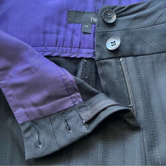 Next black pinstripe wide leg trousers career pants size 8 Long - Picture 5 of 10